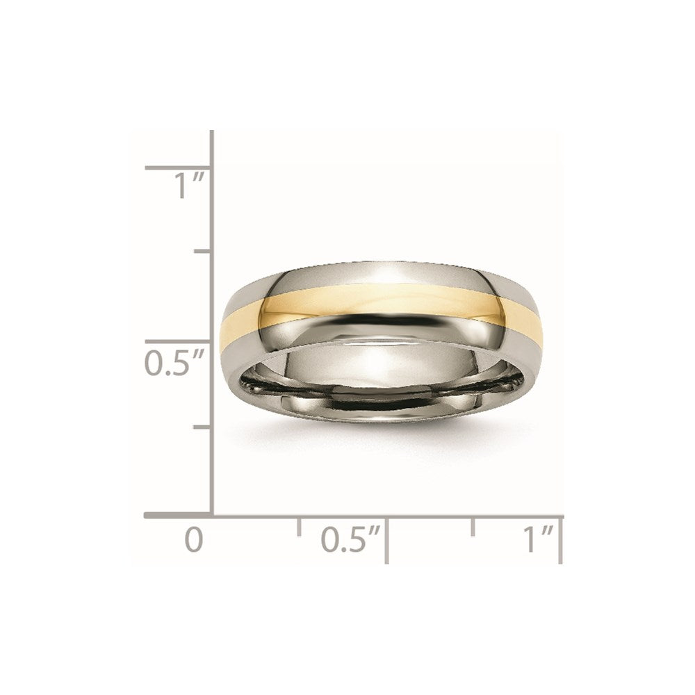 Chisel Titanium Polished with 14k Gold Inlay 6mm Band