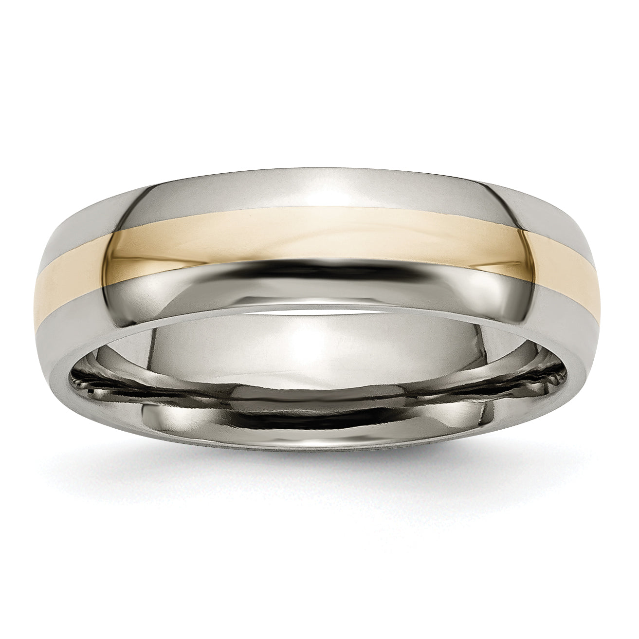 Titanium 14k Yellow Inlay 6mm Polished Band TB18