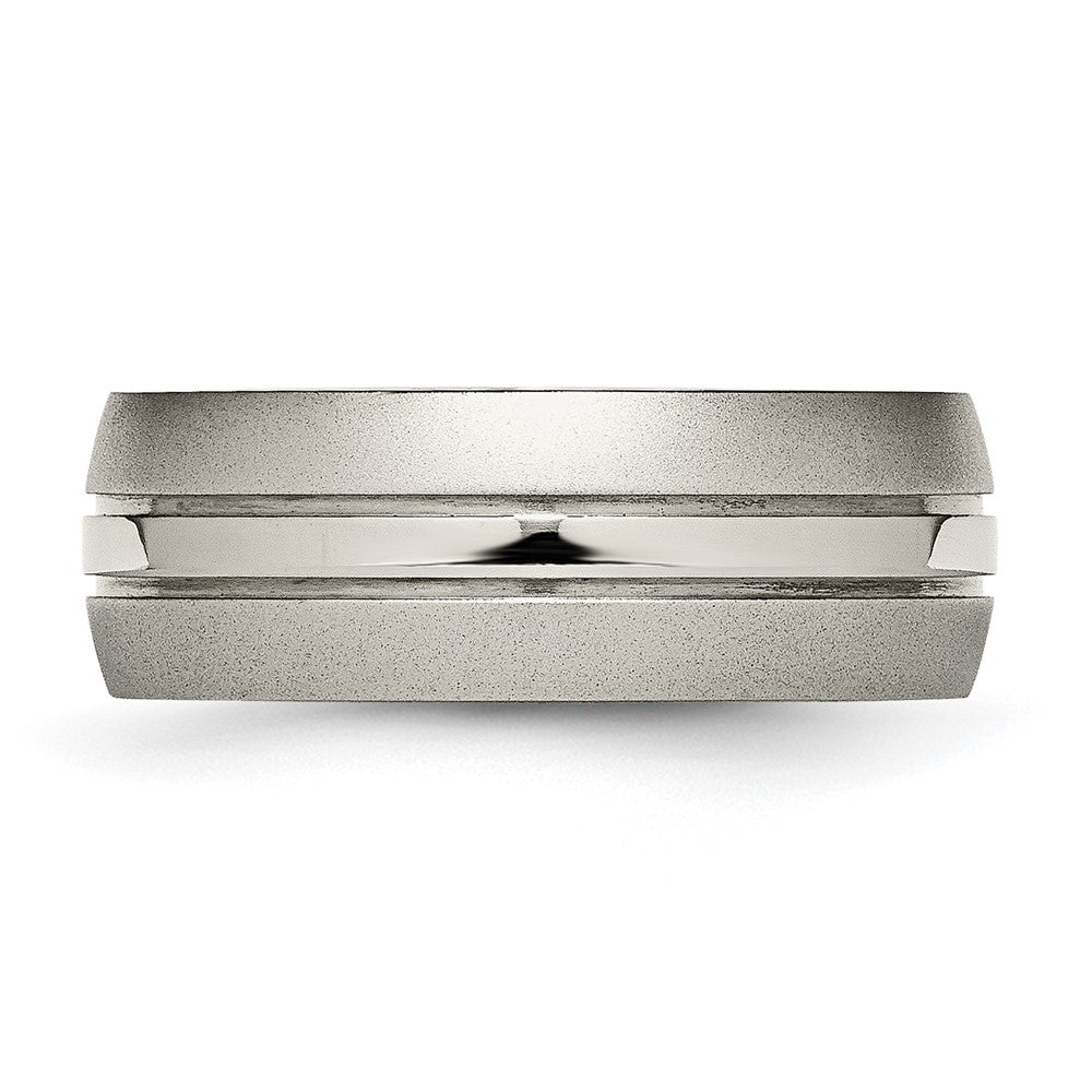 Chisel Titanium Brushed and Polished 8mm Grooved Band