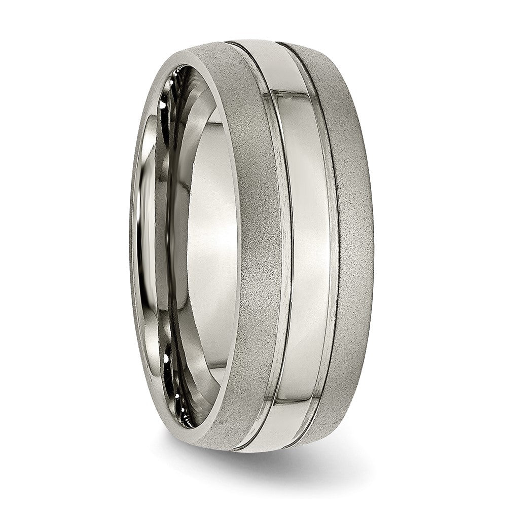 Chisel Titanium Brushed and Polished 8mm Grooved Band