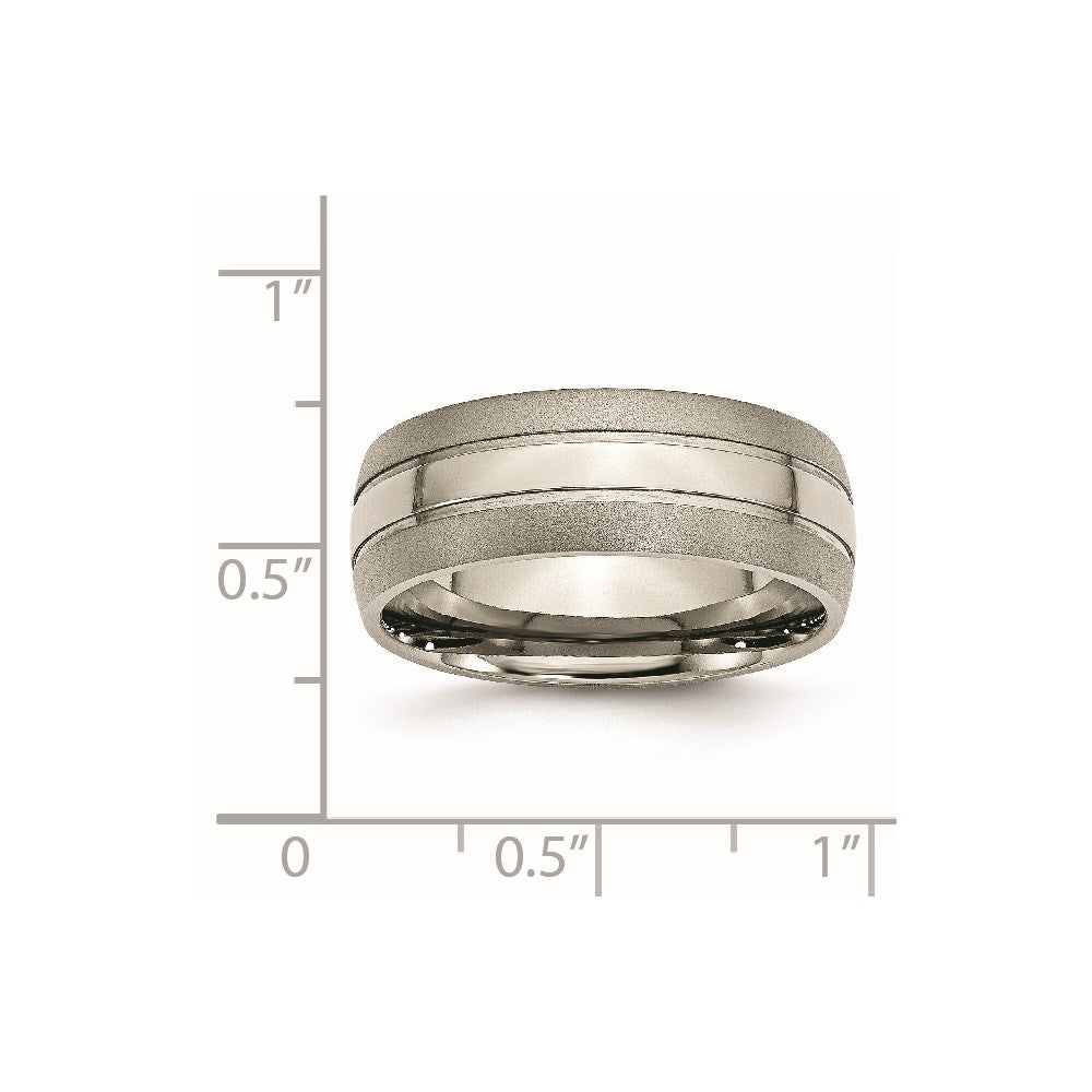 Chisel Titanium Brushed and Polished 8mm Grooved Band