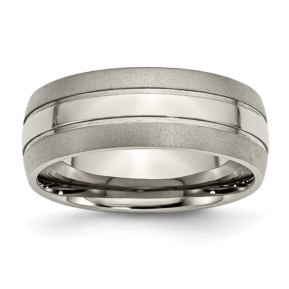 Chisel Titanium Brushed and Polished 8mm Grooved Band