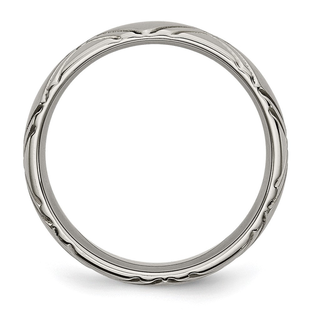 Chisel Titanium Brushed and Polished 6mm Criss-cross Design Band