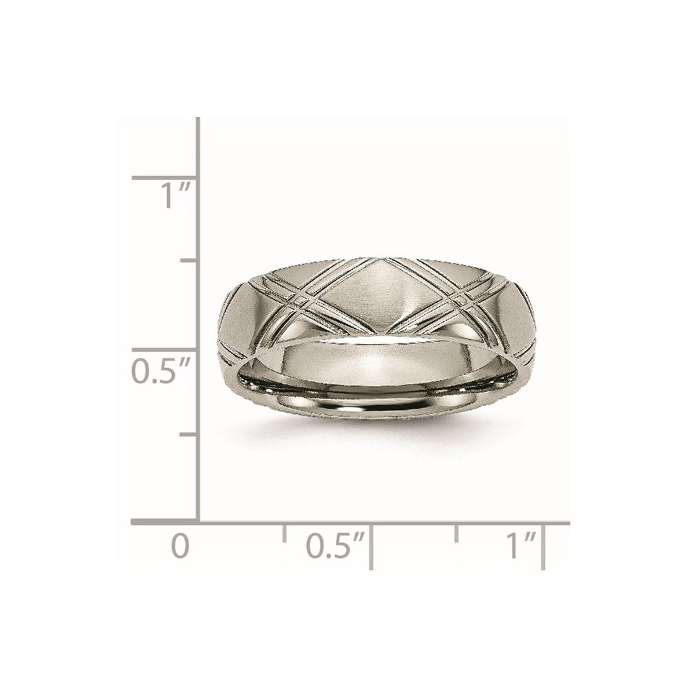 Chisel Titanium Brushed and Polished 6mm Criss-cross Design Band