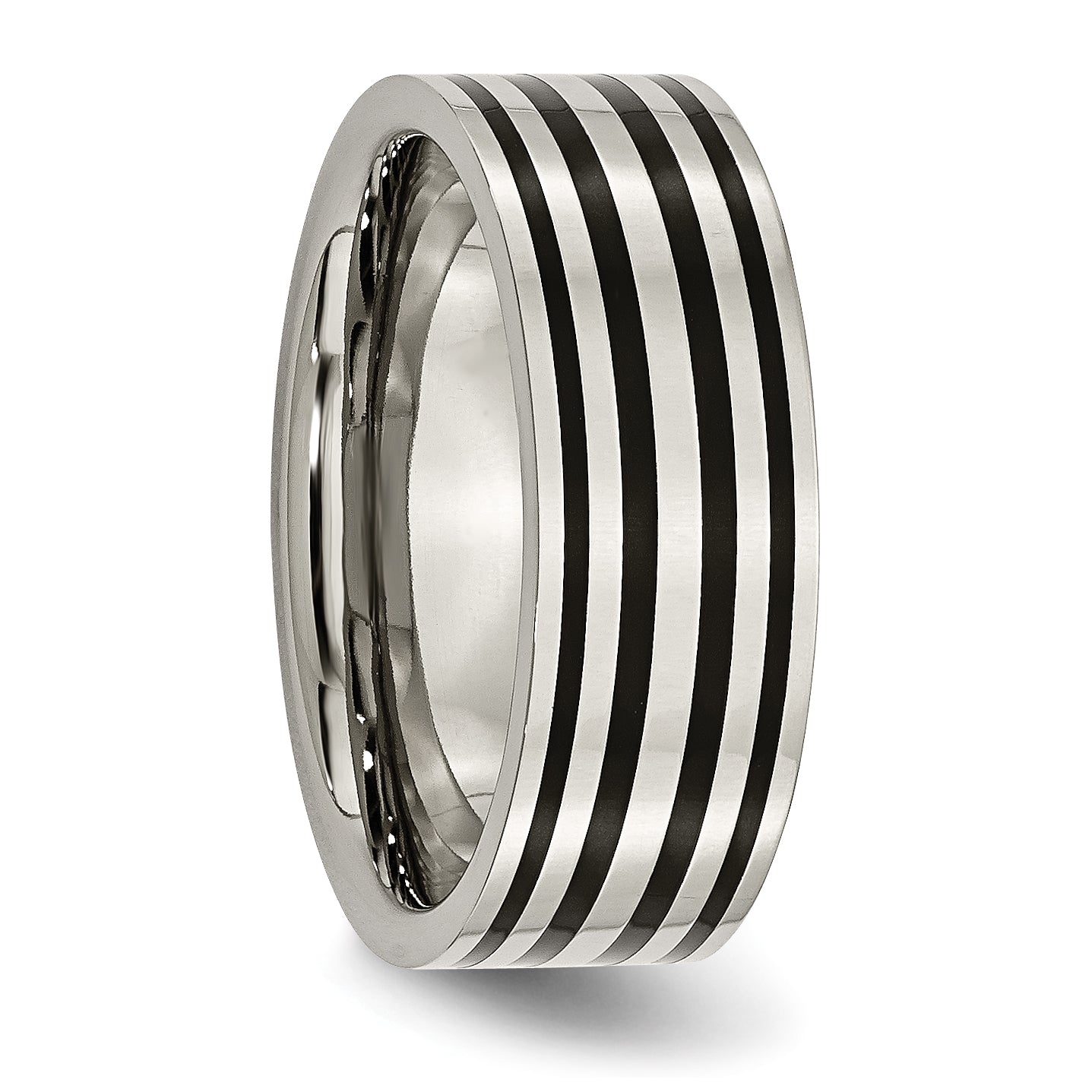 Titanium Black Enamel Flat 8mm Polished Band TB194