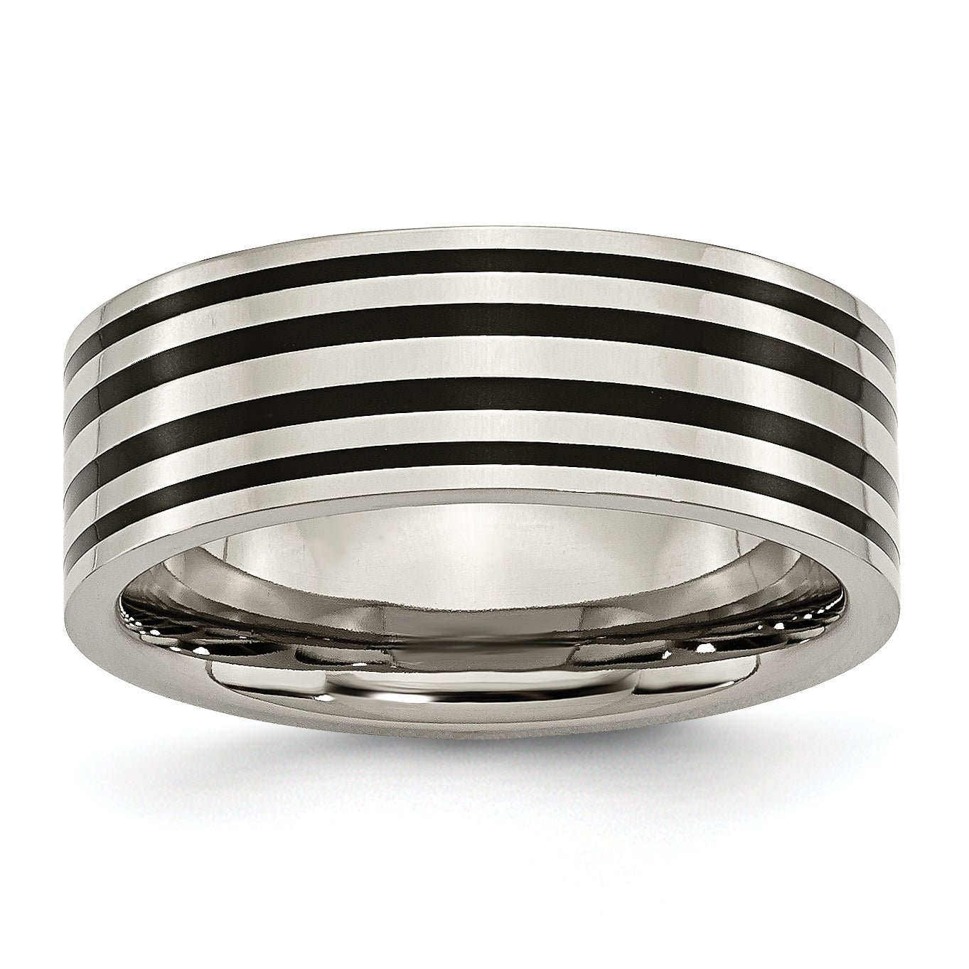 Titanium Black Enamel Flat 8mm Polished Band TB194