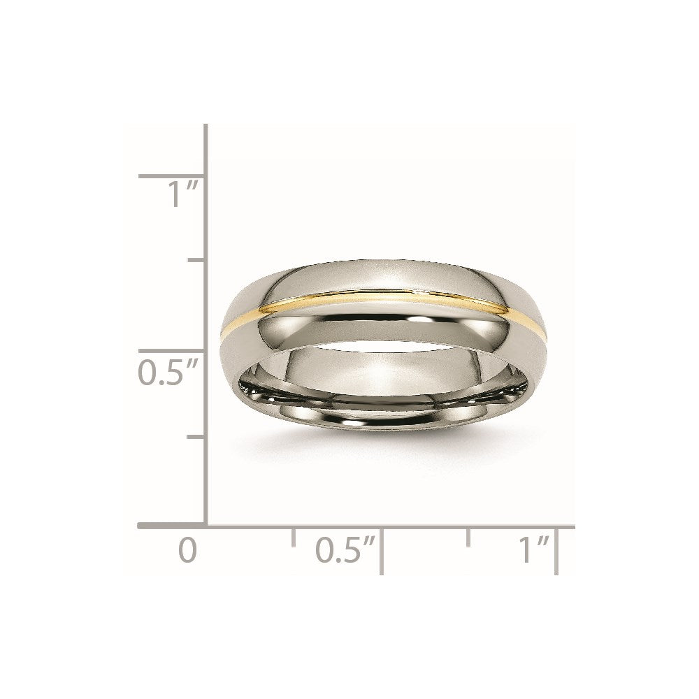 Chisel Titanium Polished Yellow IP-plated 6mm Grooved Band