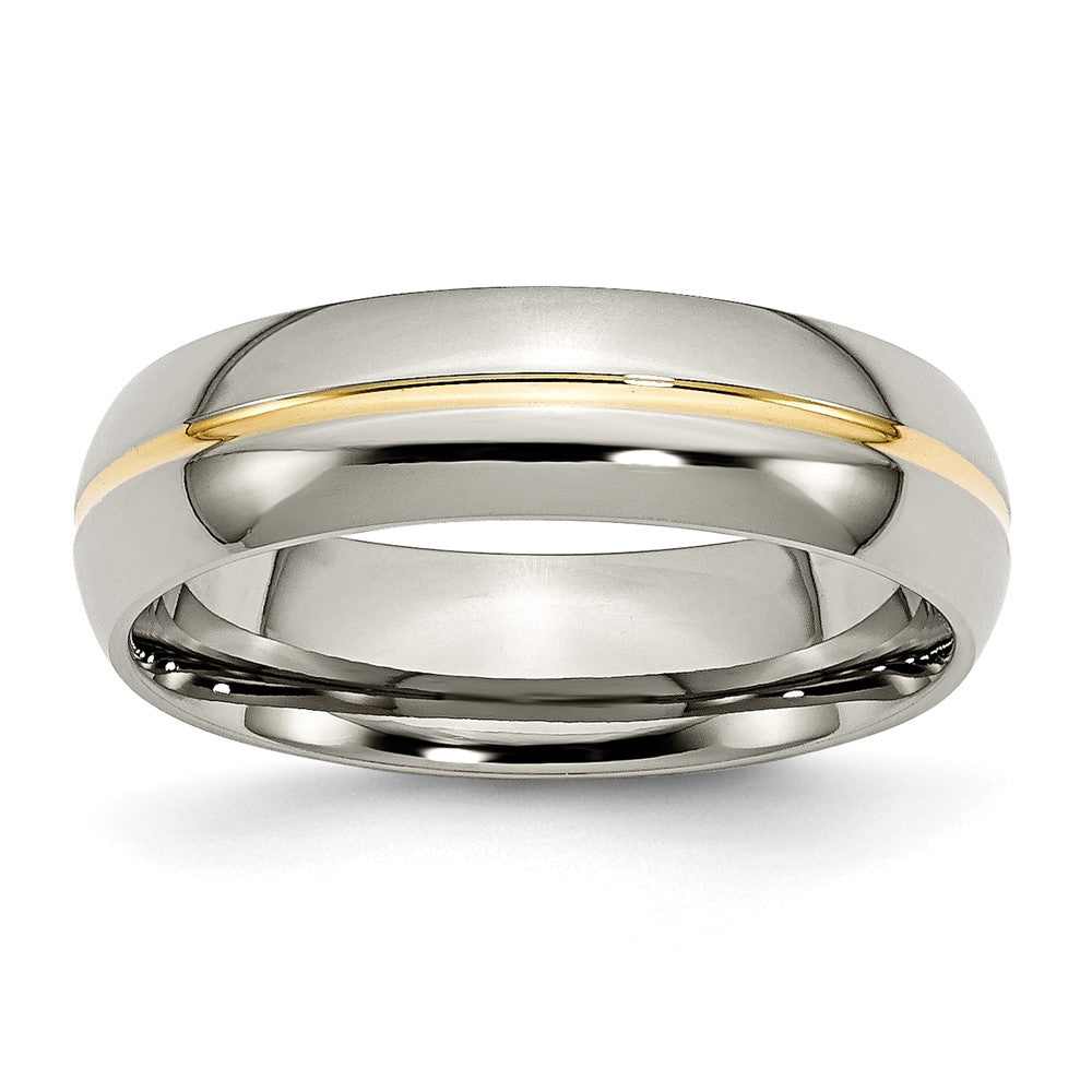 Chisel Titanium Polished Yellow IP-plated 6mm Grooved Band