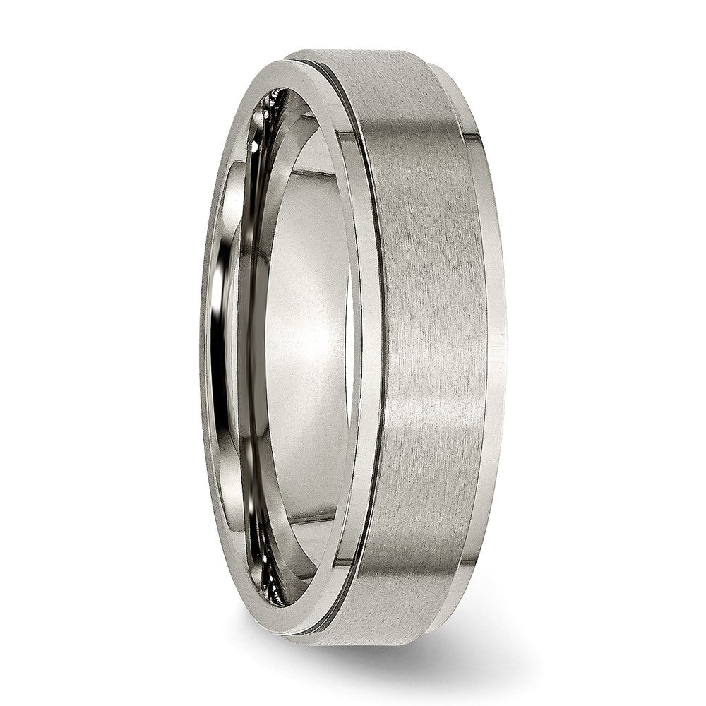 Chisel Titanium Brushed Center 6mm Ridged Edge Band