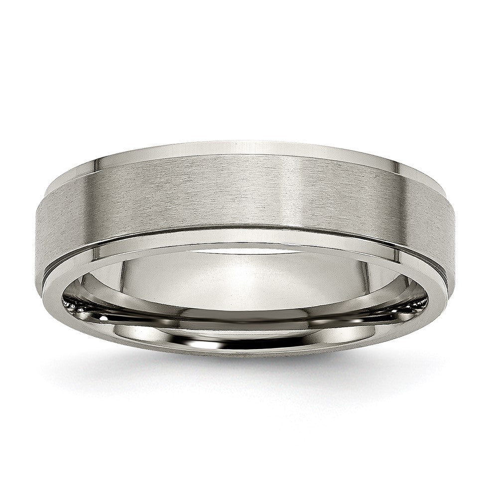 Chisel Titanium Brushed Center 6mm Ridged Edge Band