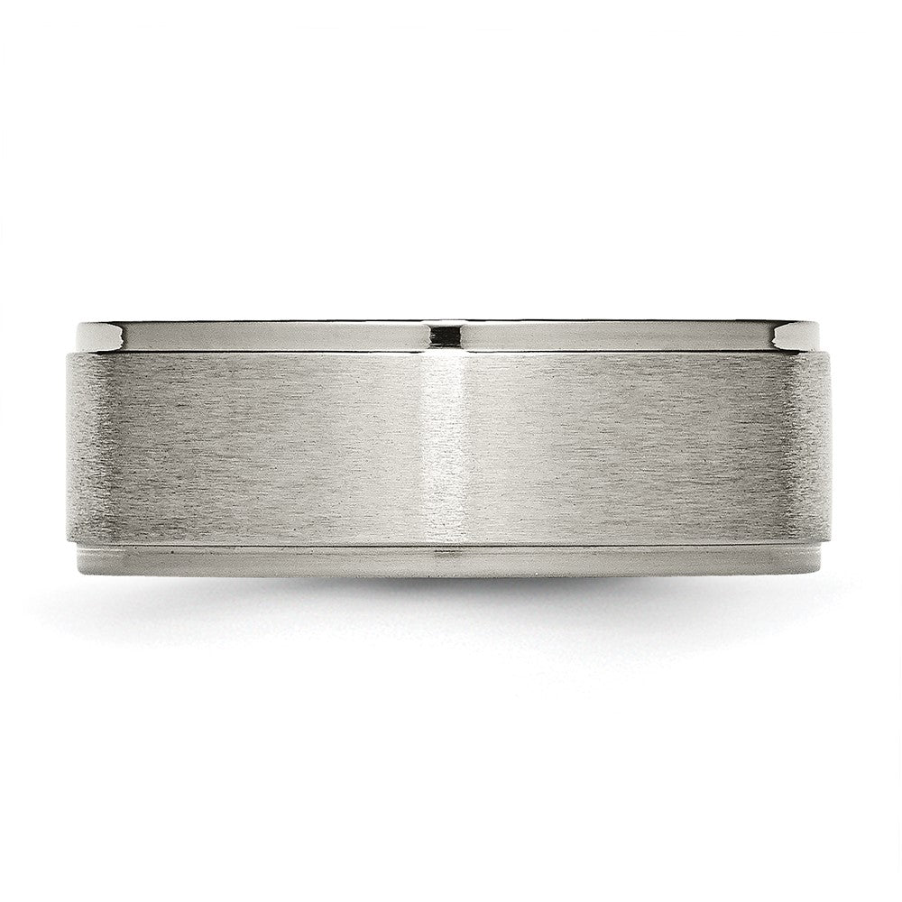 Chisel Titanium Brushed Center 8mm Ridged Edge Band