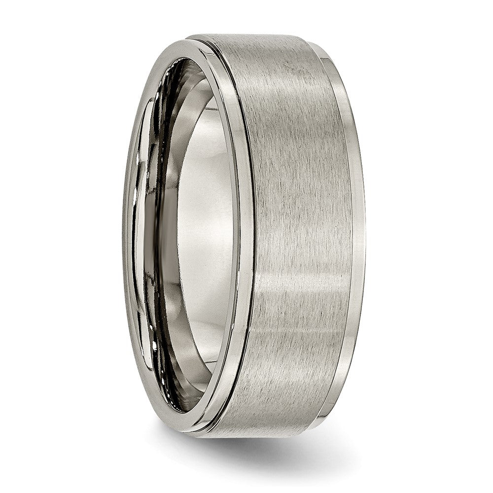 Chisel Titanium Brushed Center 8mm Ridged Edge Band