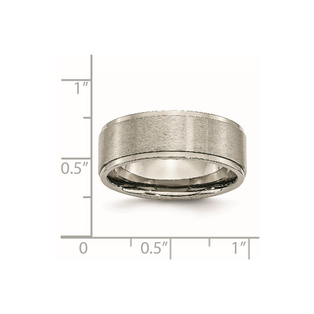 Chisel Titanium Brushed Center 8mm Ridged Edge Band