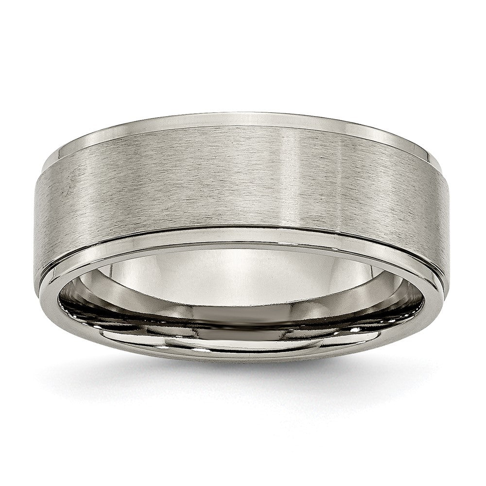 Chisel Titanium Brushed Center 8mm Ridged Edge Band