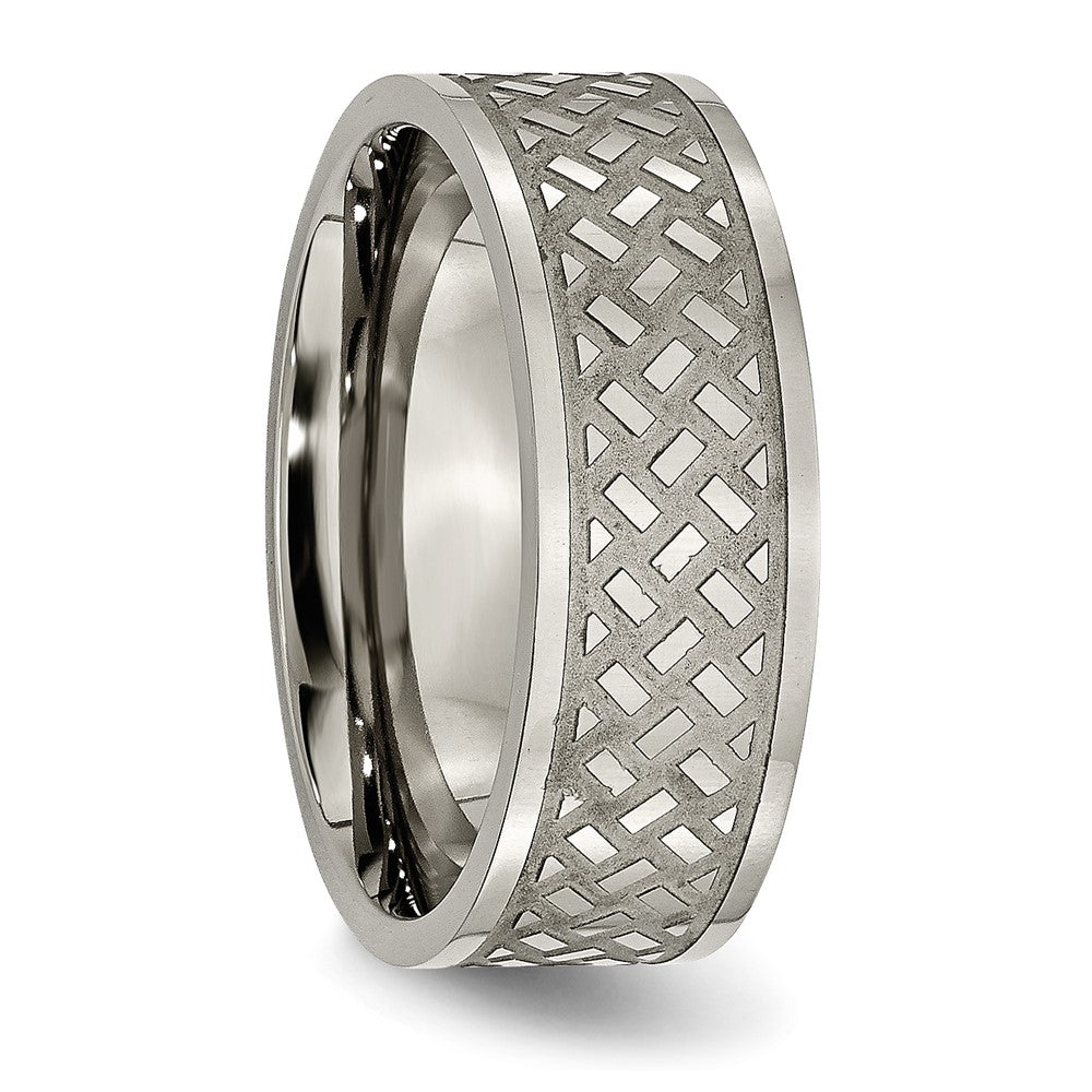 Titanium Polished 8mm Weave Design Band