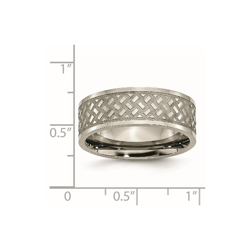 Titanium Polished 8mm Weave Design Band