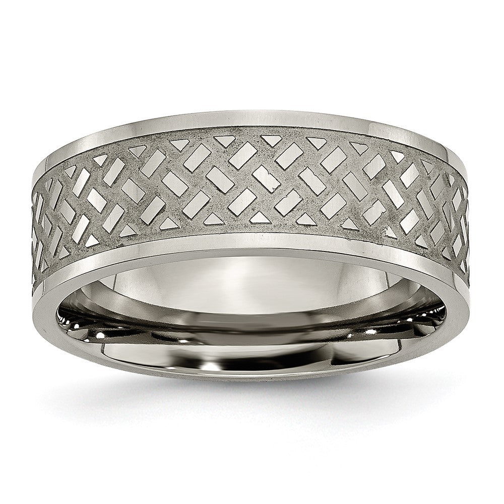 Titanium Polished 8mm Weave Design Band