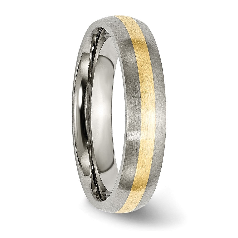 Chisel Titanium Brushed with 14k Gold Inlay 5mm Band