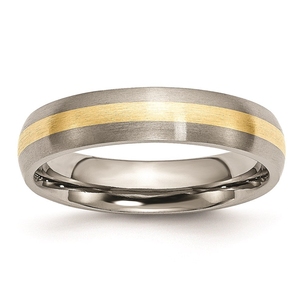 Chisel Titanium Brushed with 14k Gold Inlay 5mm Band