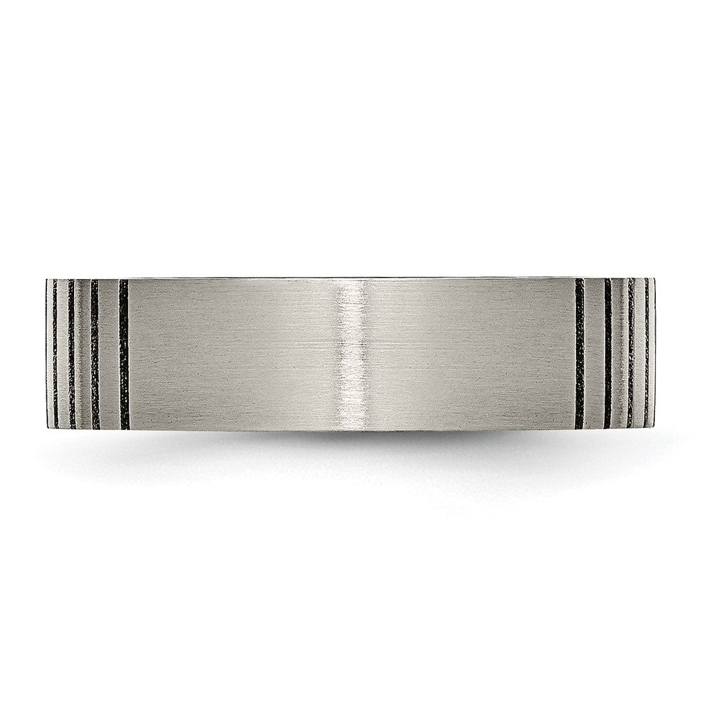 Titanium Flat Grooved 6mm Brushed Band