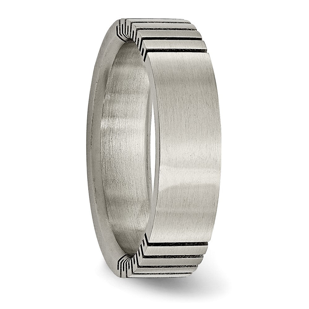 Titanium Flat Grooved 6mm Brushed Band