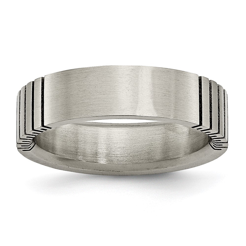 Titanium Flat Grooved 6mm Brushed Band