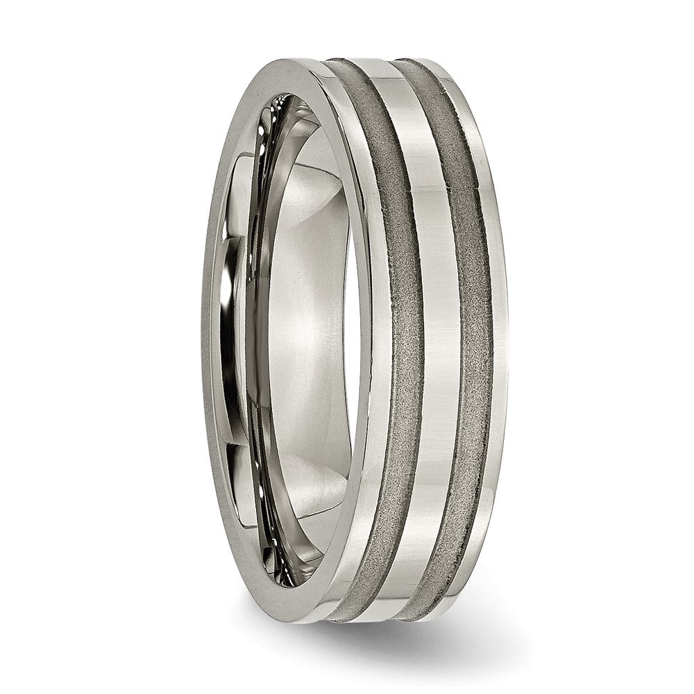 Chisel Titanium Brushed and Polished 6mm Grooved Band