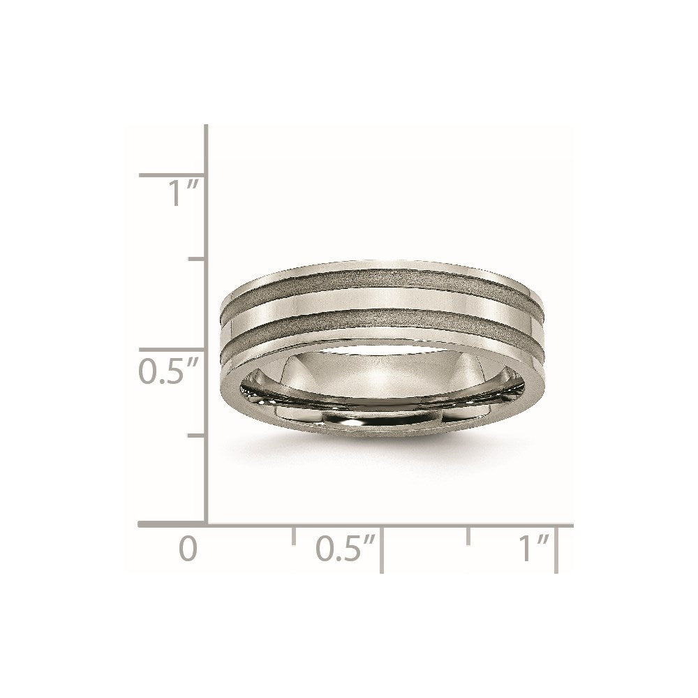 Chisel Titanium Brushed and Polished 6mm Grooved Band