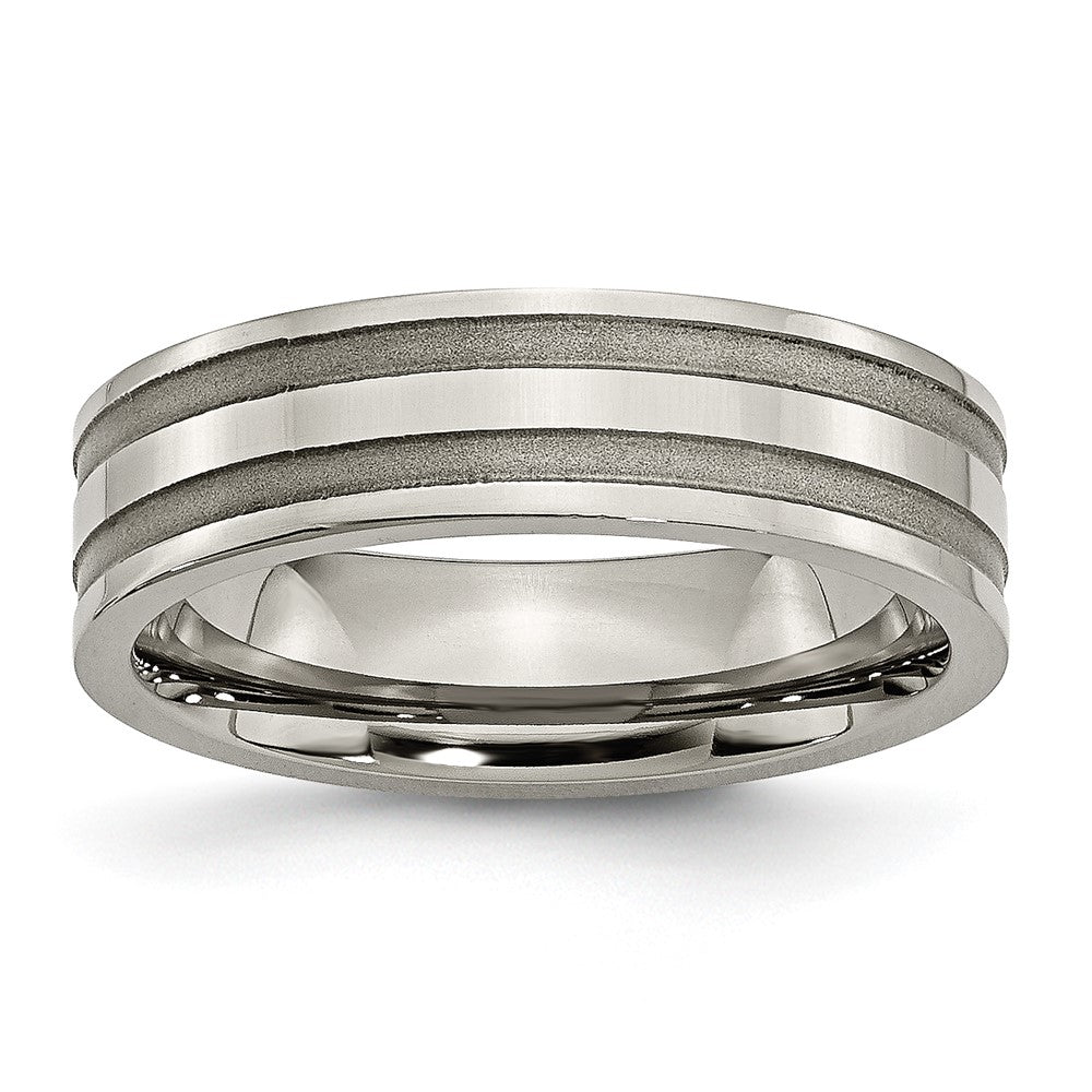 Chisel Titanium Brushed and Polished 6mm Grooved Band