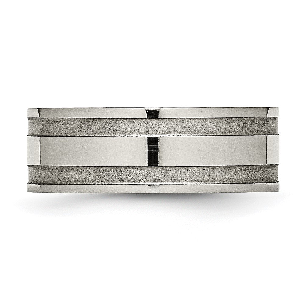 Chisel Titanium Brushed and Polished 8mm Grooved Band