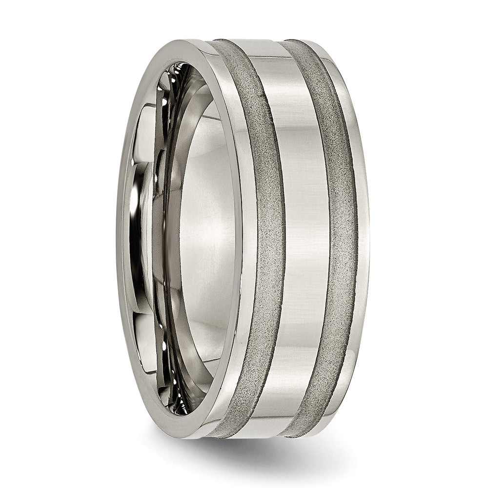 Chisel Titanium Brushed and Polished 8mm Grooved Band