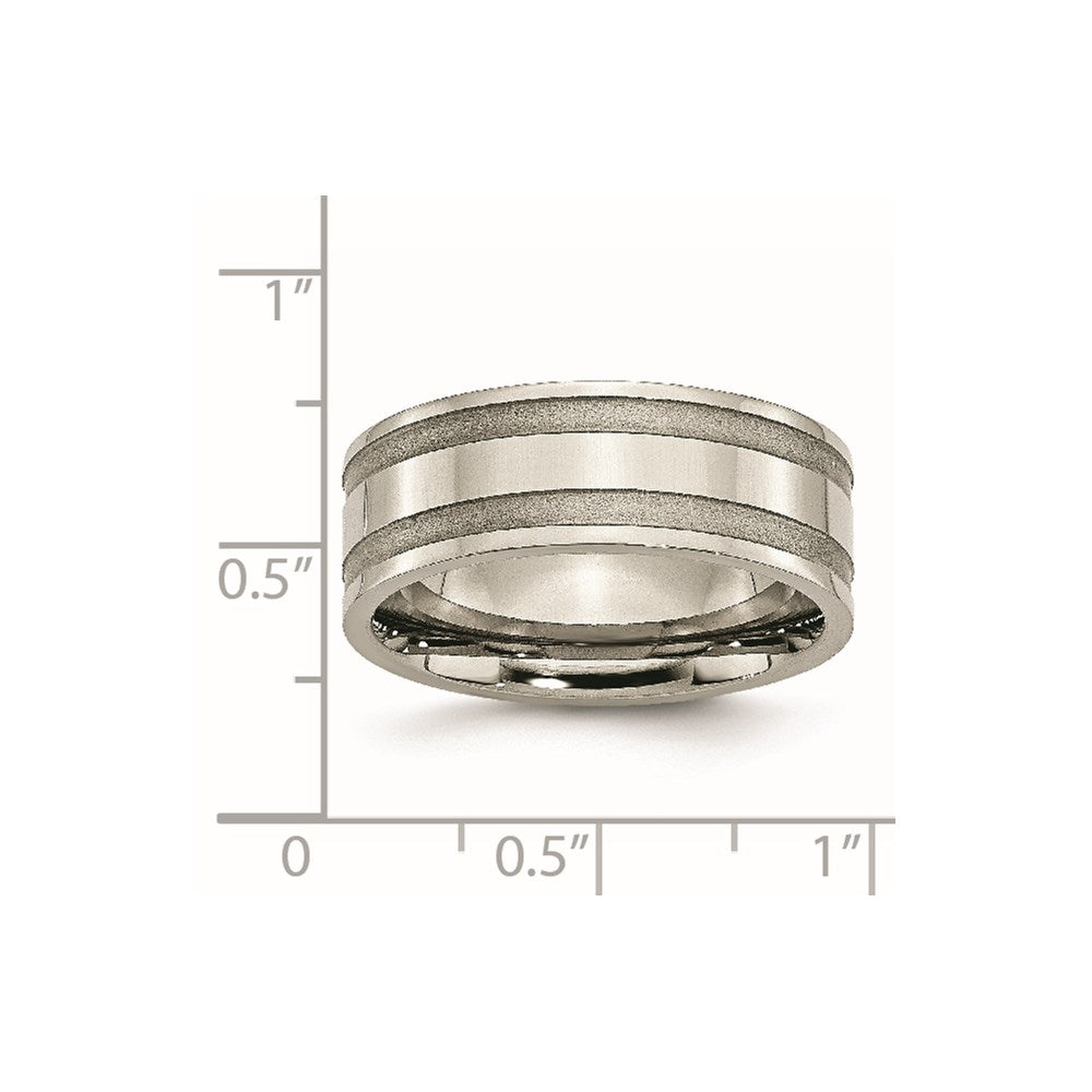 Chisel Titanium Brushed and Polished 8mm Grooved Band