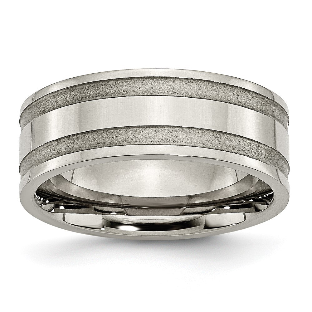 Chisel Titanium Brushed and Polished 8mm Grooved Band