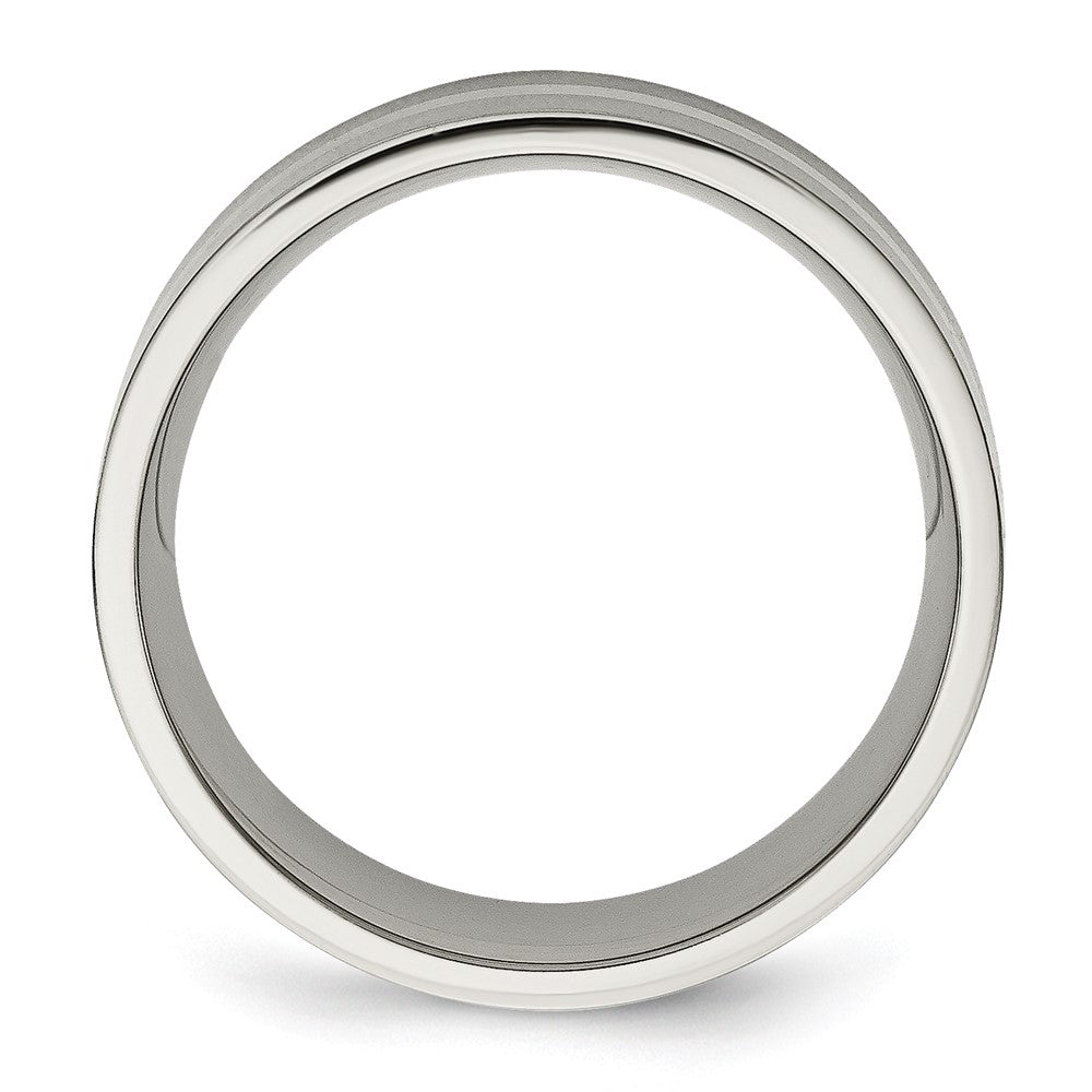 Titanium Brushed w/Sterling Silver Inlay 8mm Flat Band