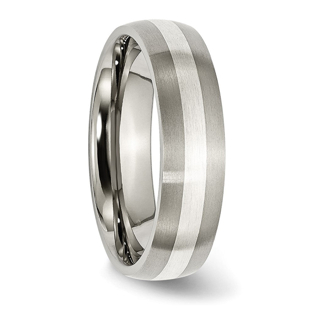 Chisel Titanium Brushed with Sterling Silver Inlay 6mm Band