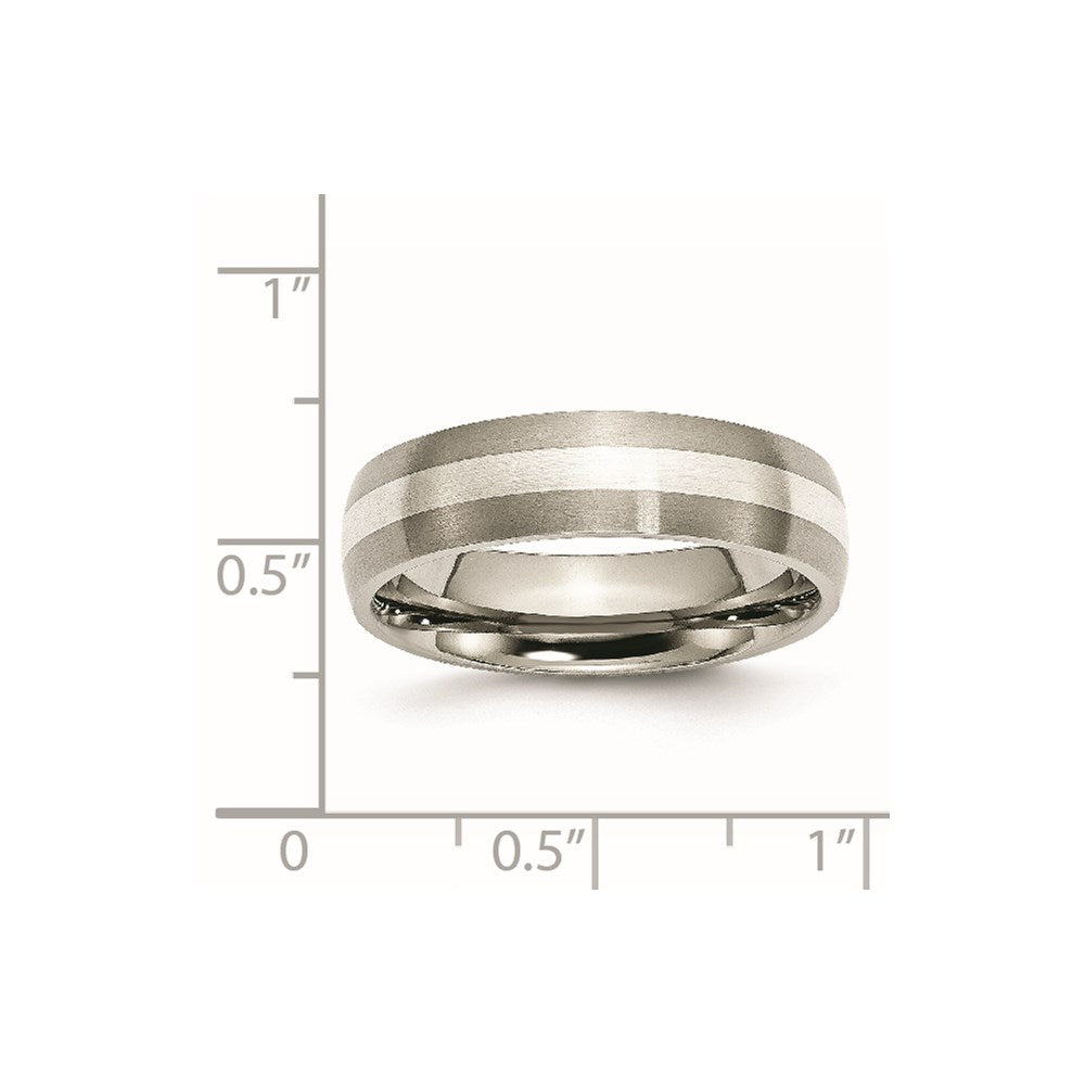 Chisel Titanium Brushed with Sterling Silver Inlay 6mm Band