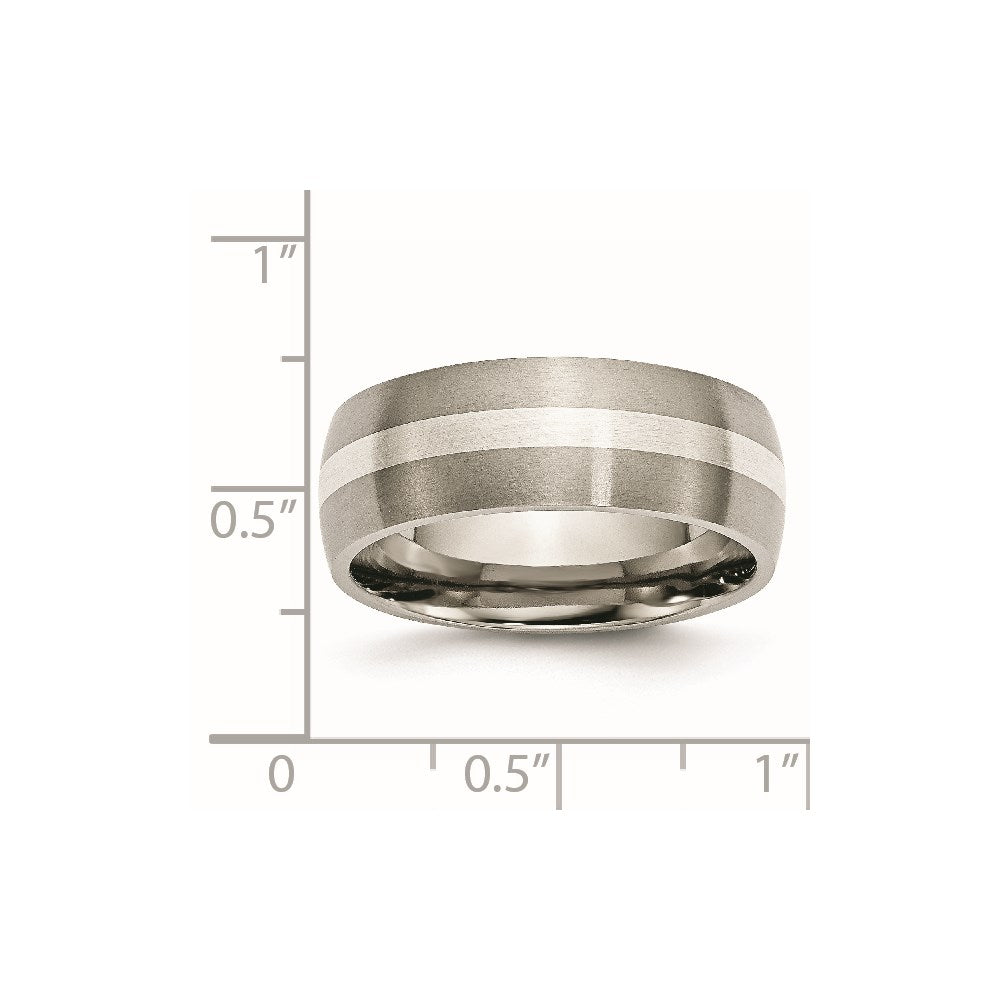 Chisel Titanium Brushed with Sterling Silver Inlay 8mm Band