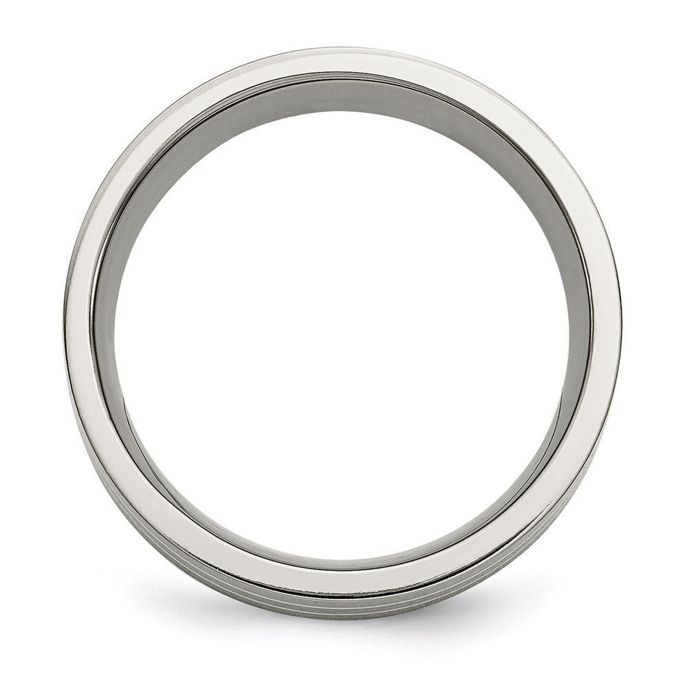 Titanium Brushed w/Sterling Silver Inlay 8mm Flat Band