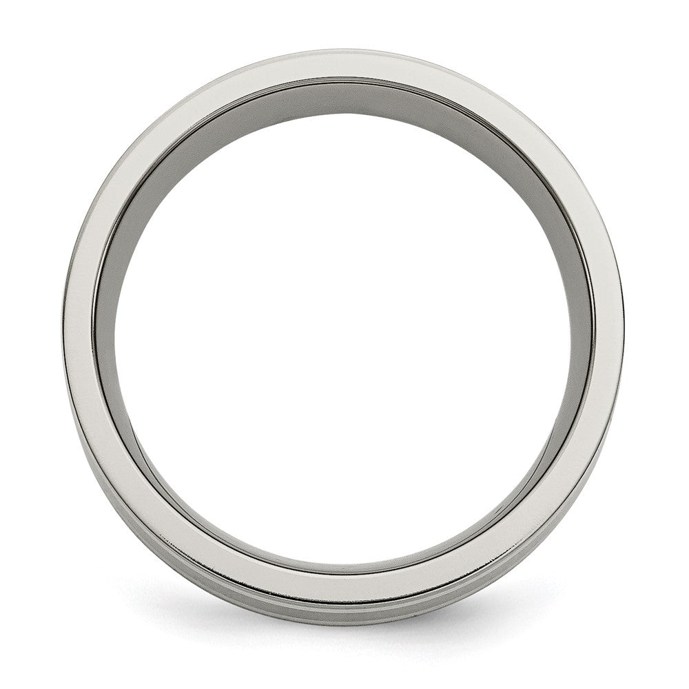 Chisel Titanium Brushed and Polished with Double Sterling Silver Inlay 8mm Flat Band