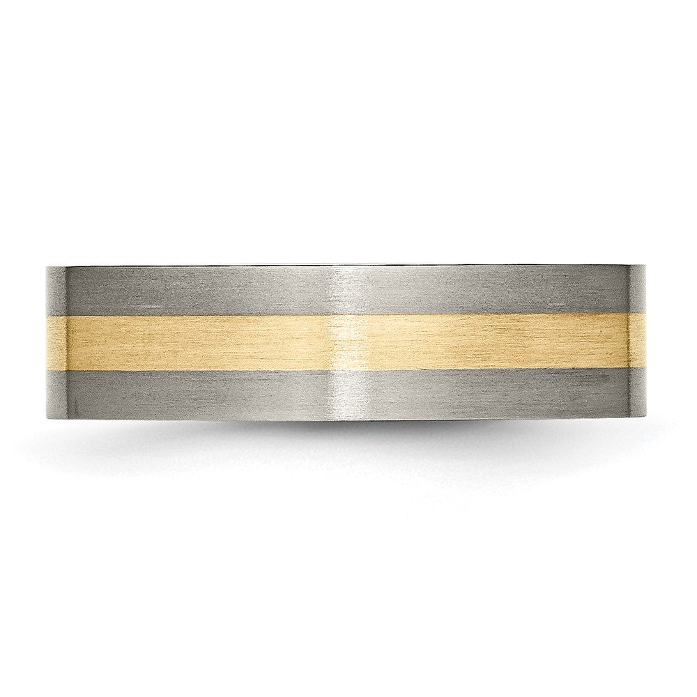 Chisel Titanium Brushed with 14k Gold Inlay 6mm Flat Band