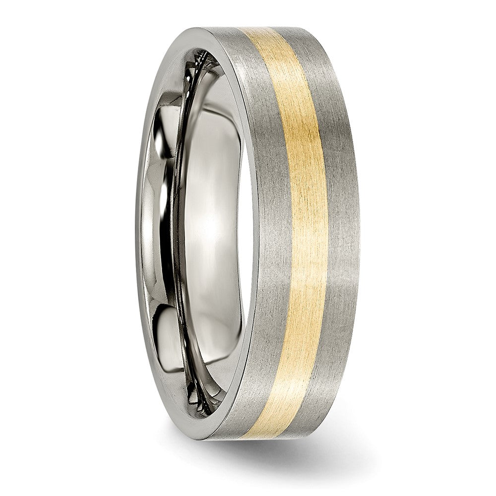 Chisel Titanium Brushed with 14k Gold Inlay 6mm Flat Band