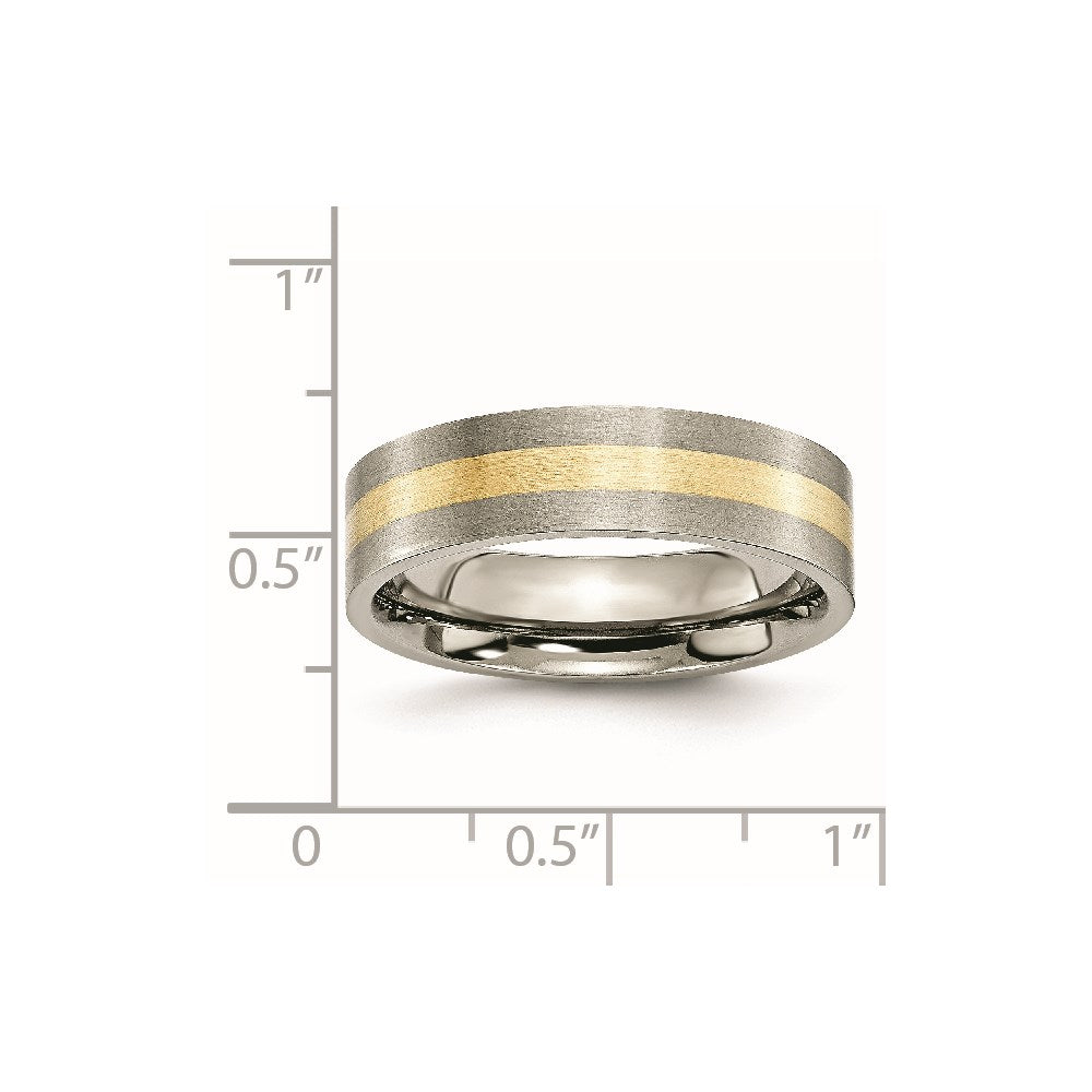 Chisel Titanium Brushed with 14k Gold Inlay 6mm Flat Band