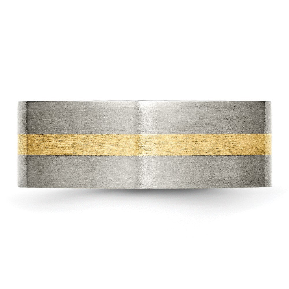 Chisel Titanium Brushed with 14k Gold Inlay 8mm Flat Band