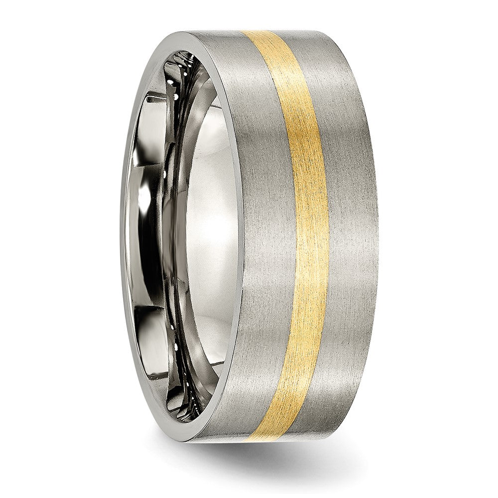 Chisel Titanium Brushed with 14k Gold Inlay 8mm Flat Band