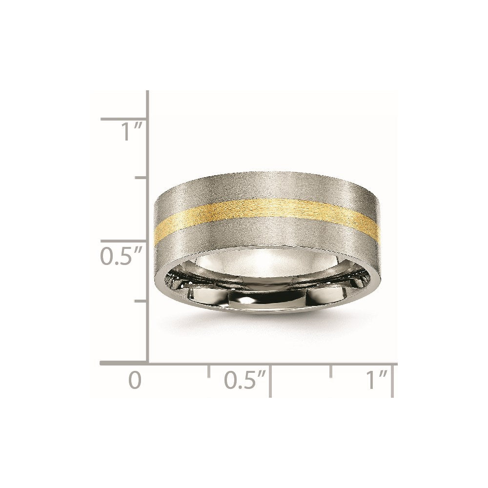 Chisel Titanium Brushed with 14k Gold Inlay 8mm Flat Band