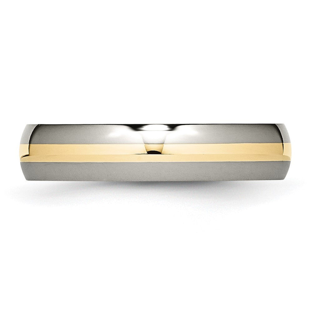 Chisel Titanium Polished with 14k Gold Inlay 5mm Band