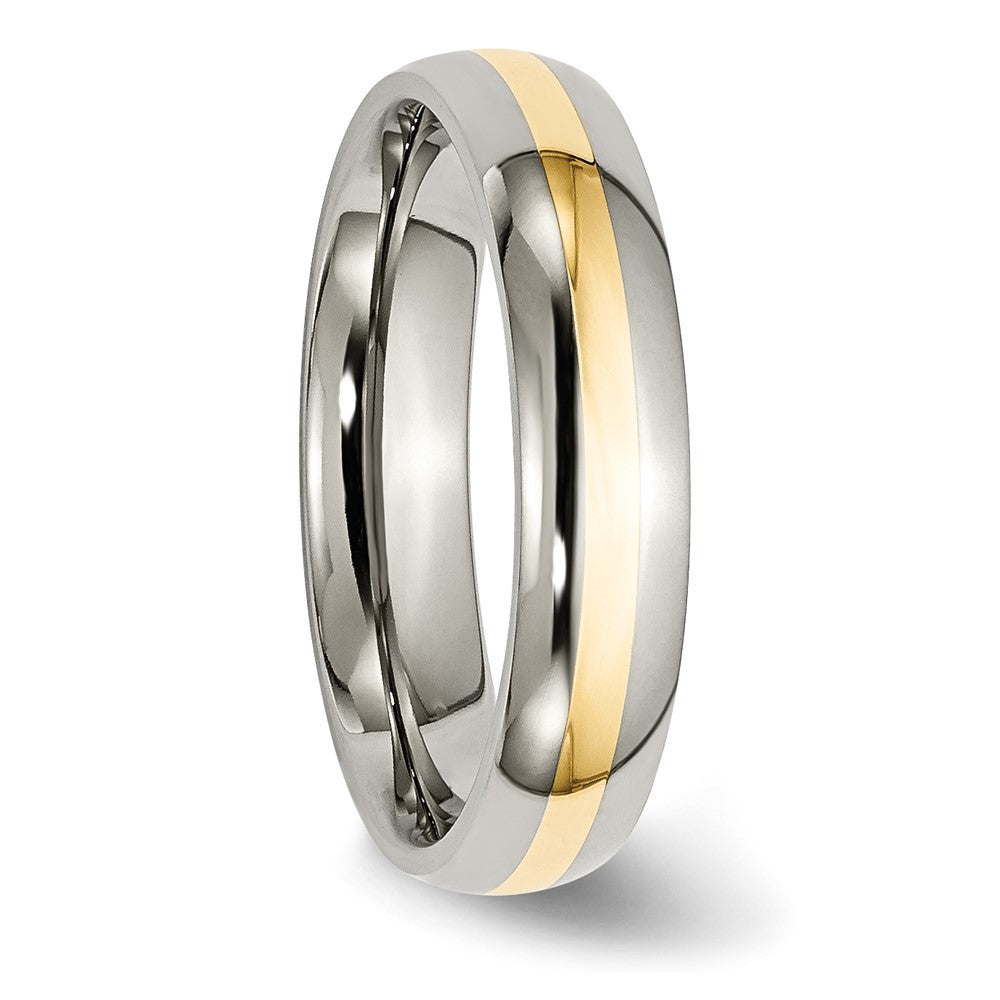 Chisel Titanium Polished with 14k Gold Inlay 5mm Band