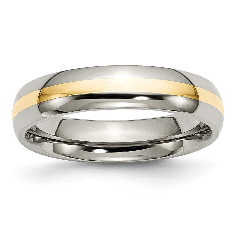 Chisel Titanium Polished with 14k Gold Inlay 5mm Band