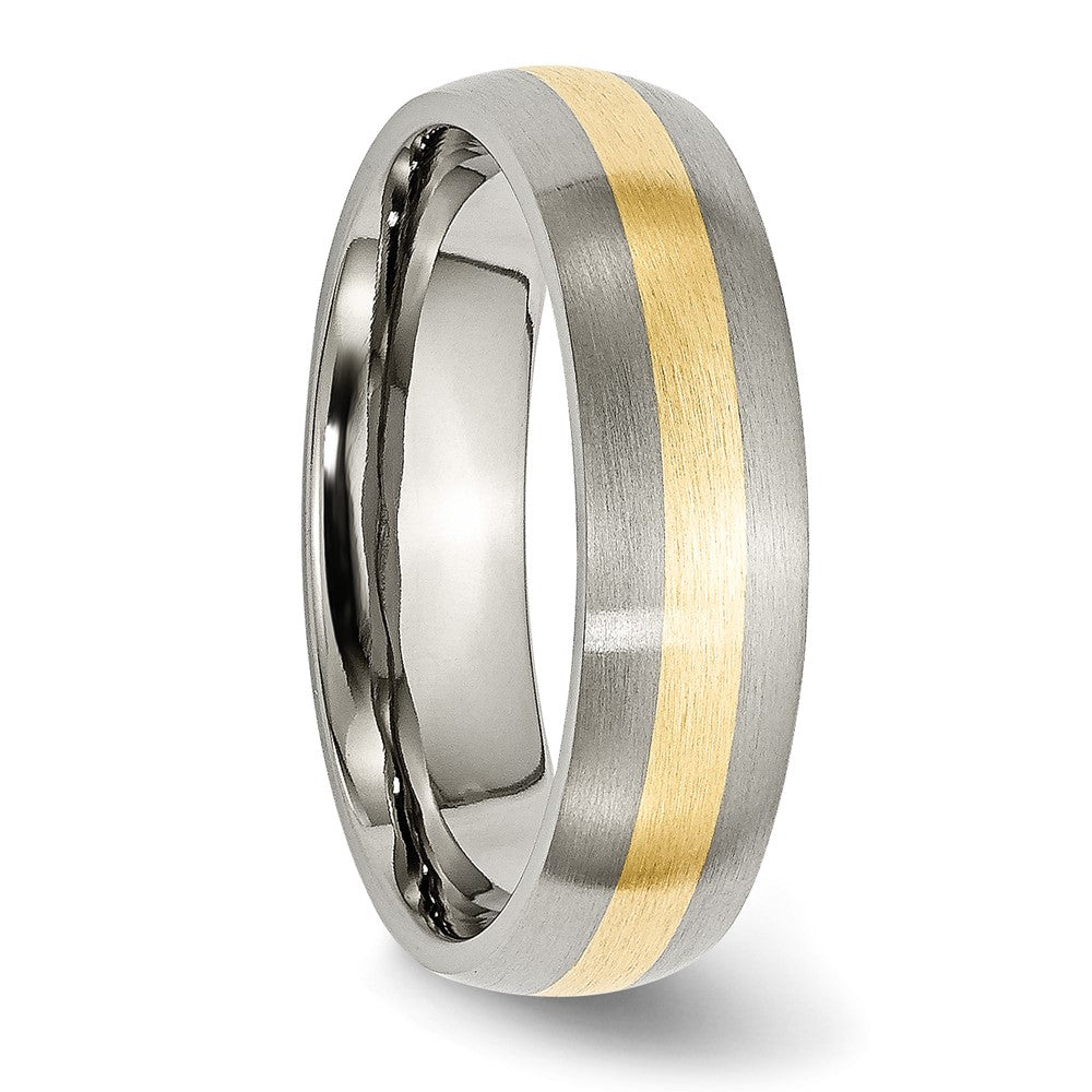 Chisel Titanium Brushed with 14k Gold Inlay 6mm Band