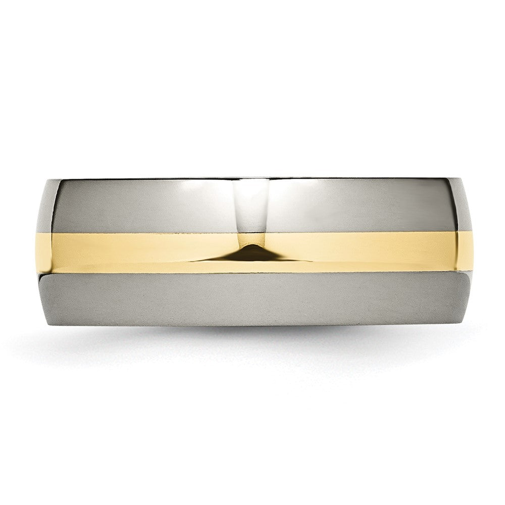 Chisel Titanium Polished with 14k Gold Inlay 8mm Band